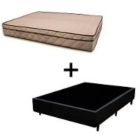 Cama Box Casal 138 Tecido Sintético Preto Com Colchão Polônia Bello Box - D28 65x138x188 - 1