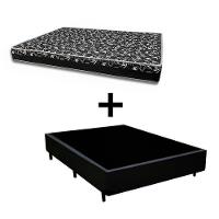 Cama Box Casal 138 Tecido Sintético Preto Com Colchão Belize Bello Box - D33 Preto 57x138x188 - 1