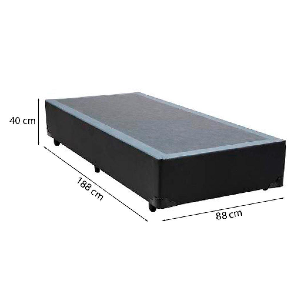 Cama Box Solteiro 88 Tecido Sintético Preto Com Colchão Lisboa Bello Box Espuma D28 Preto - 4