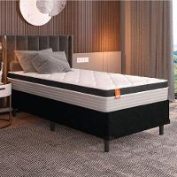Cama Box Solteiro Colchão Molas Ensacadas Real 88x188x65cm Preto/Cinza Suporta Até 130kg Por Pessoa - 2