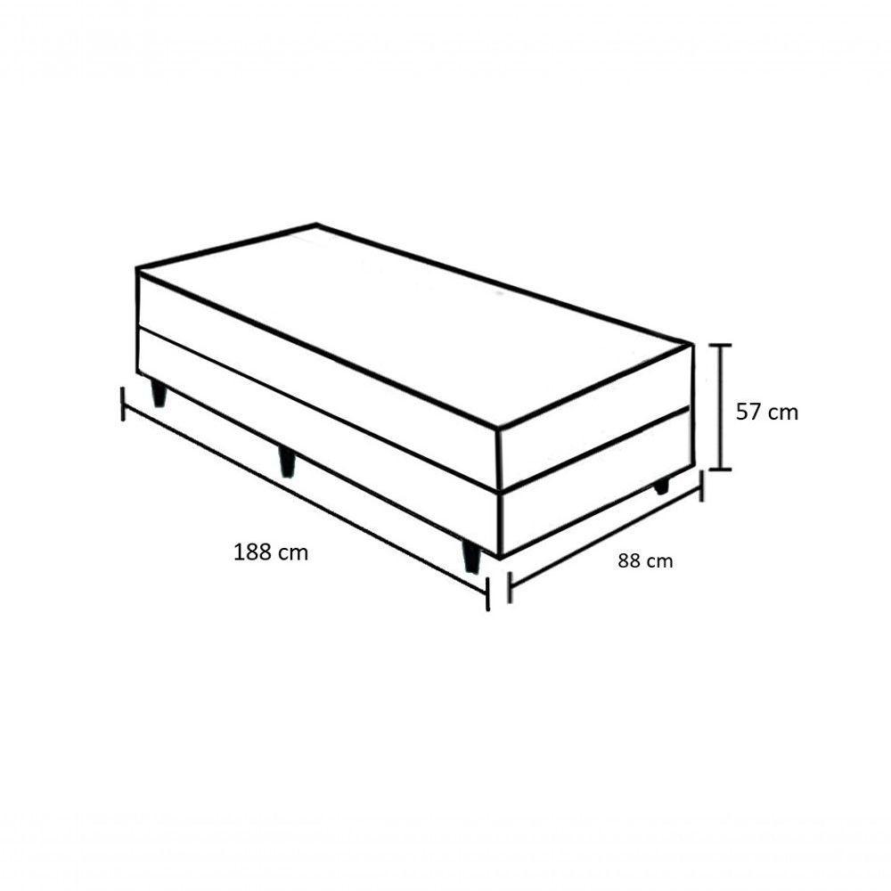 Cama Box Solteiro 88 Tecido Sintético Branco Com Colchão Lisboa Bello Box Espuma D28 Preto - 2