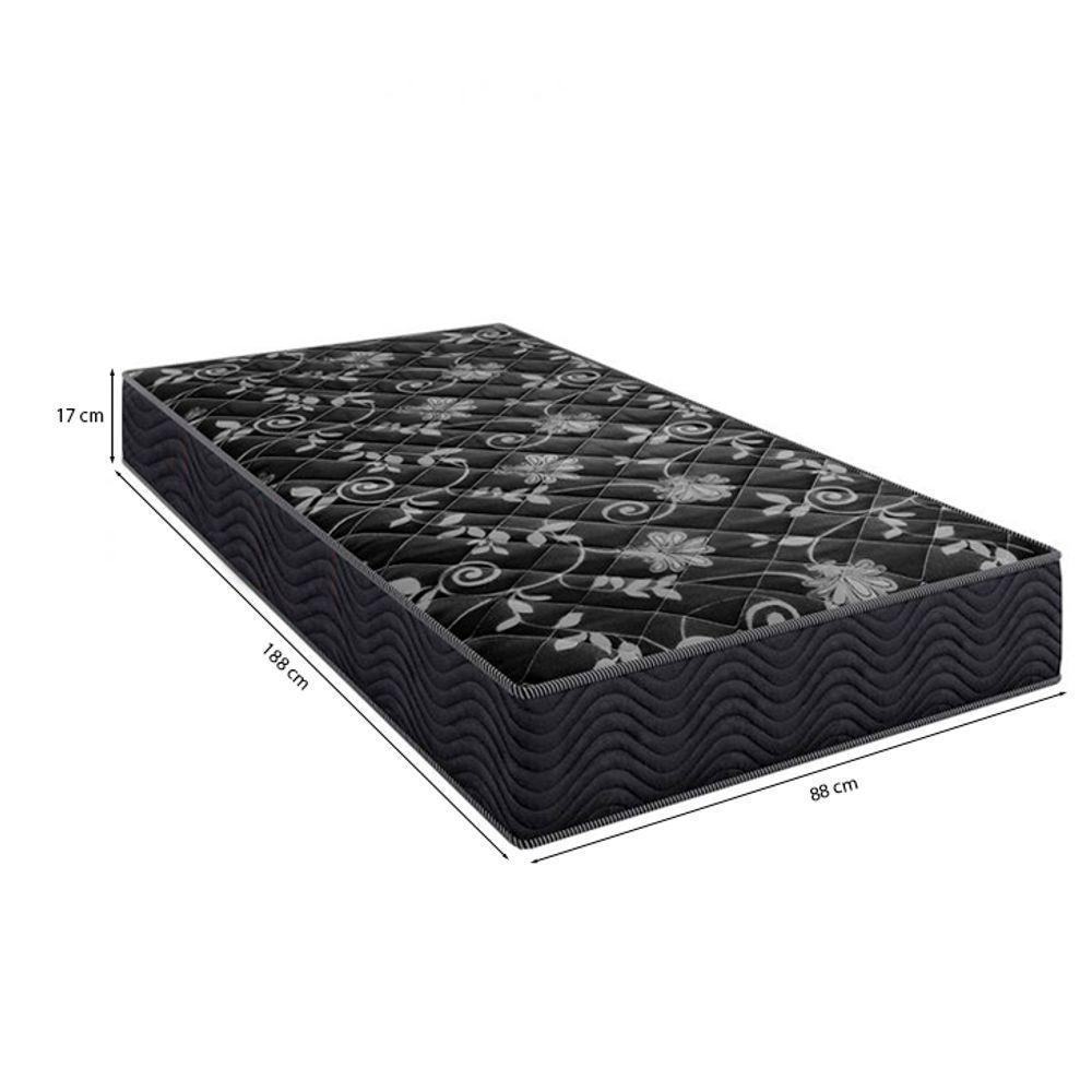 Cama Box Solteiro 88 Tecido Sintético Branco Com Colchão Lisboa Bello Box Espuma D28 Preto - 3