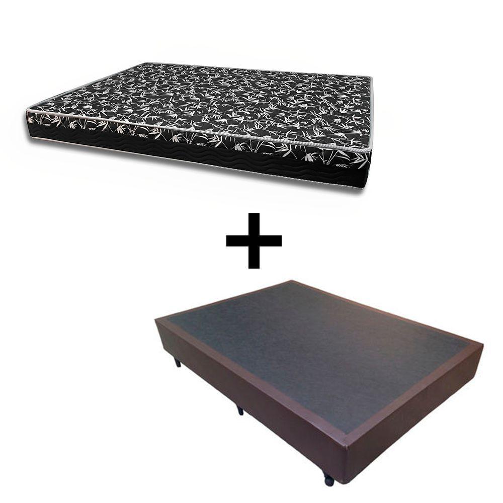 Cama Box Casal 138 Tecido Sintético Marrom Com Colchão Belize Bello Box - D33 Preto 57x138x188 - 1