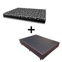 Cama Box Casal 138 Tecido Sintético Marrom Com Colchão Belize Bello Box - D33 Preto 57x138x188 - 1