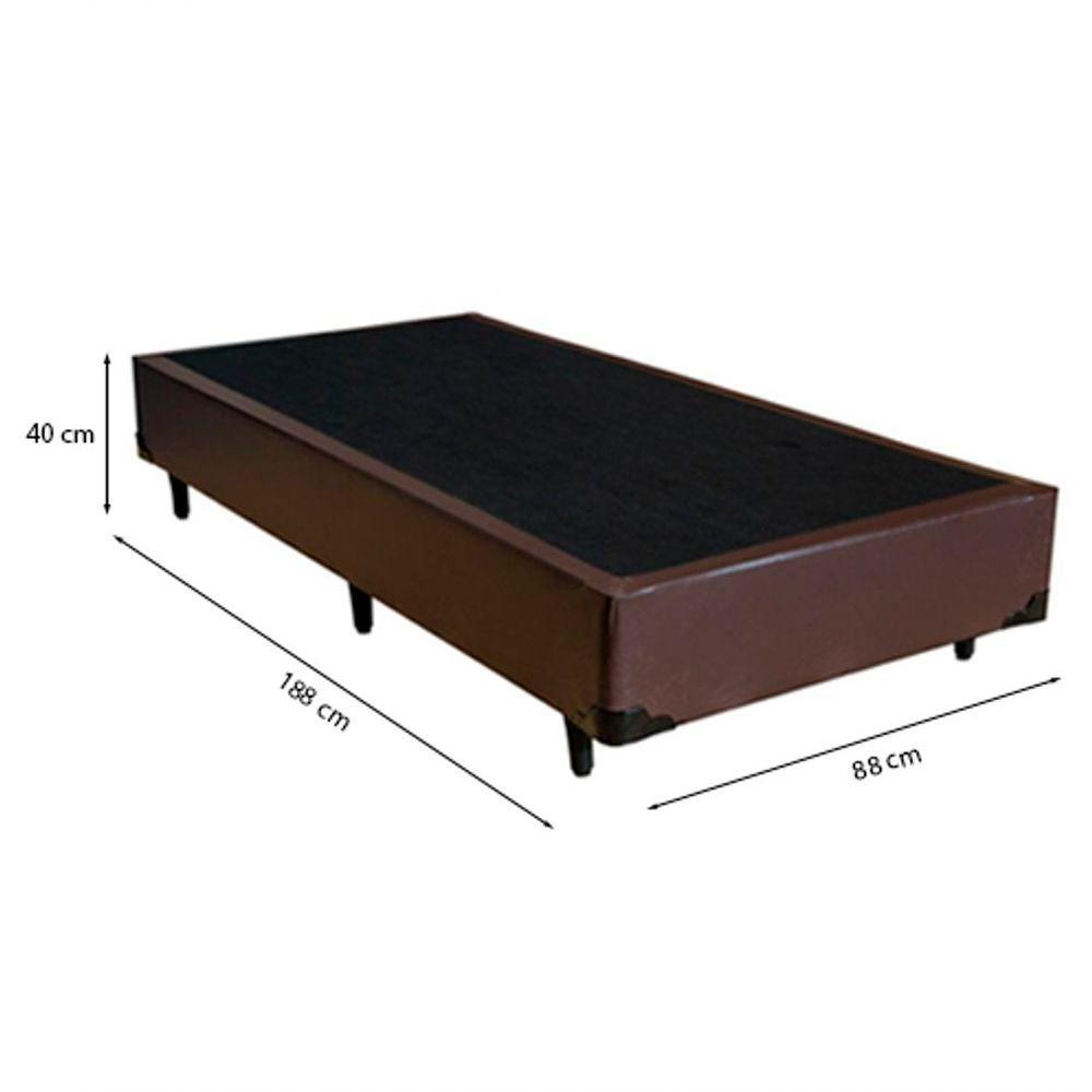 Cama Box Solteiro 88 Tecido Sintético Marrom Com Colchão Marrocos - Poliéster - Espuma D33 30cm - 3