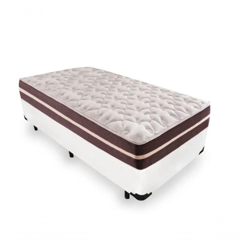 Cama Box Solteiro 88 Tecido Sintético Branco Com Colchão Little Angel - Bello Box - Mola Superlastic 62x88x188 - 1