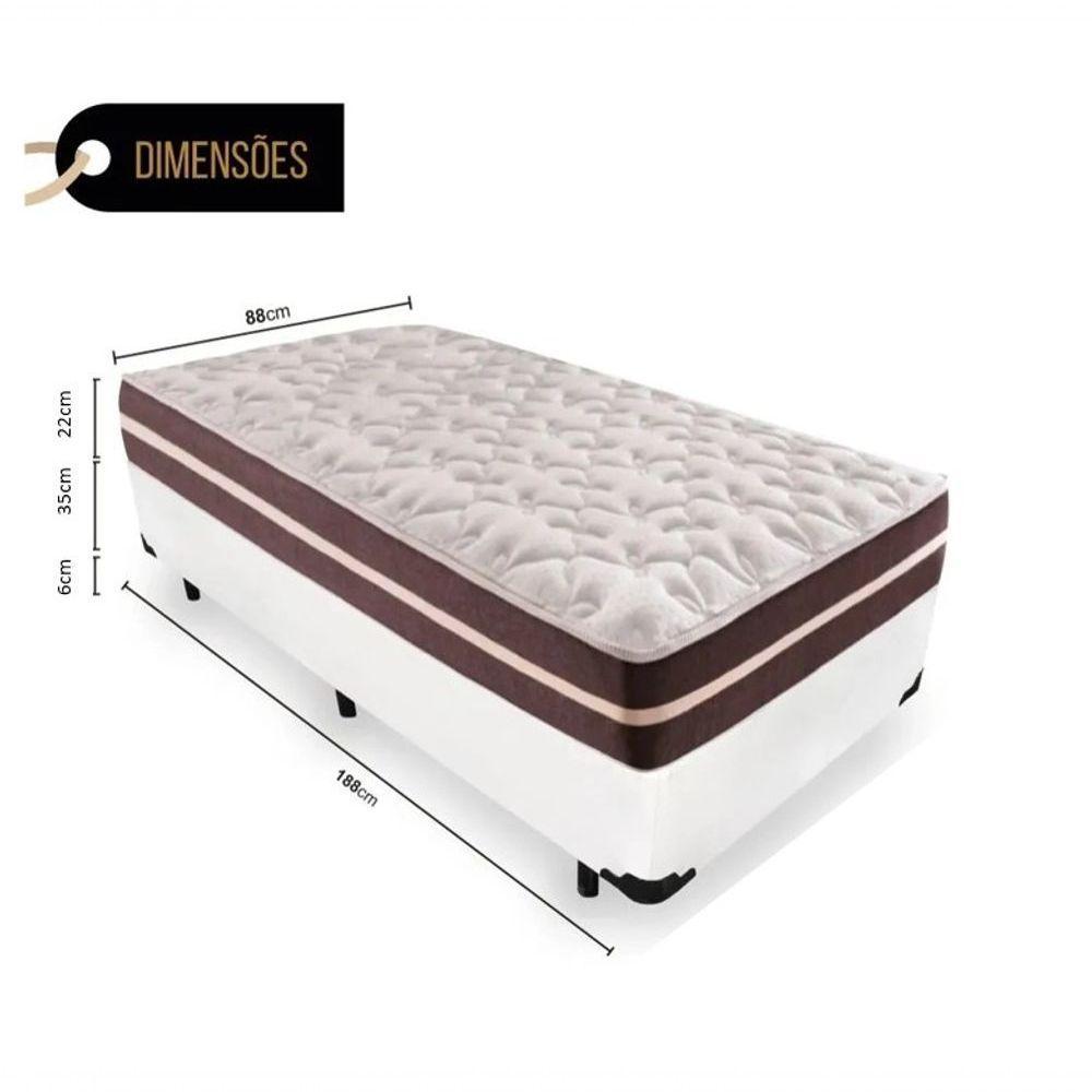 Cama Box Solteiro 88 Tecido Sintético Branco Com Colchão Little Angel - Bello Box - Mola Superlastic 62x88x188 - 3