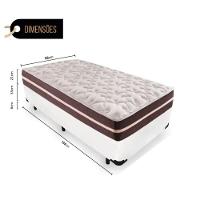 Cama Box Solteiro 88 Tecido Sintético Branco Com Colchão Little Angel - Bello Box - Mola Superlastic 62x88x188 - 3