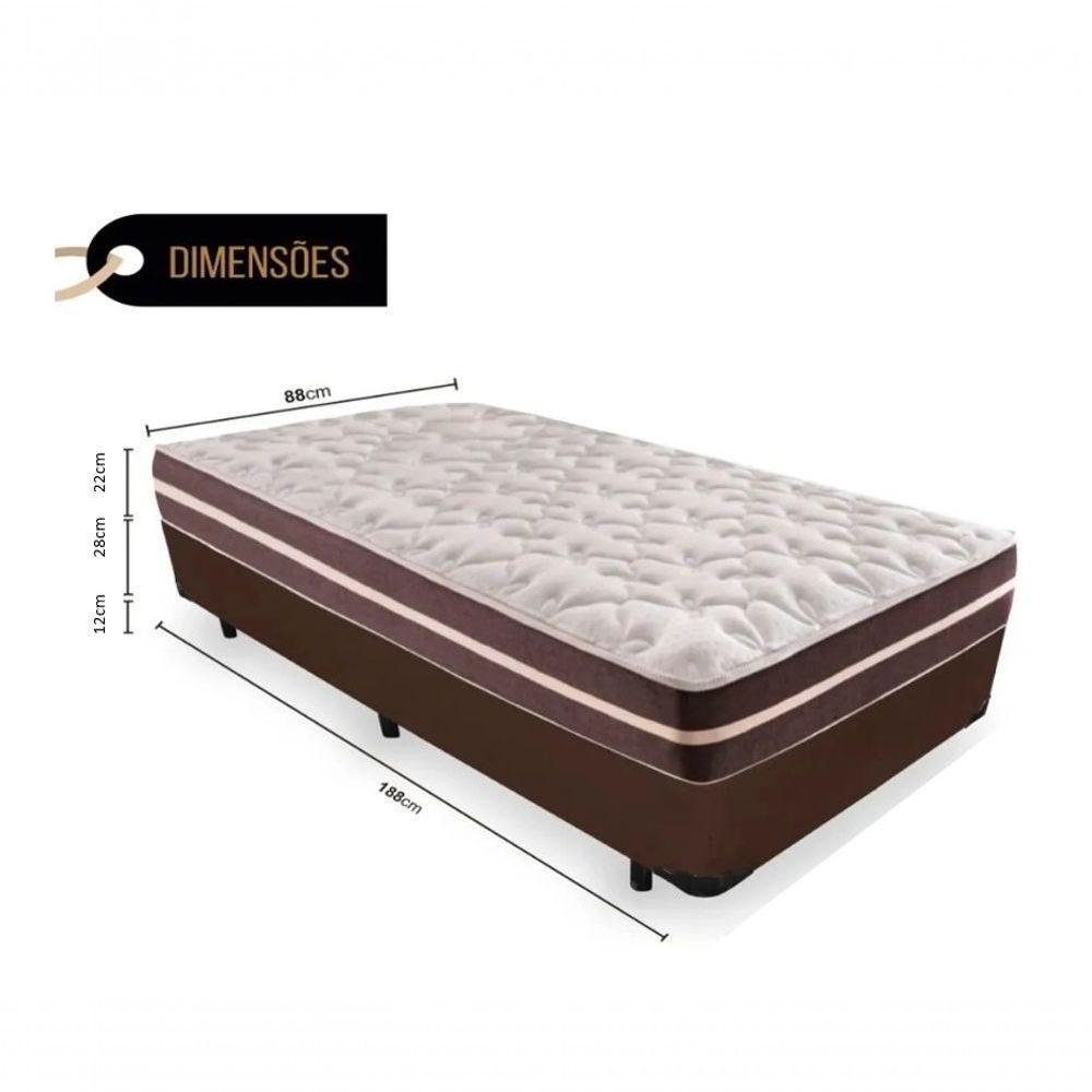 Cama Box Solteiro 88 Tecido Sintético Marrom Com Colchão Little Angel - Bello Box - Mola Superlastic 62x88x188 - 2