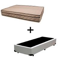 Cama Box Solteiro 88 Tecido Sintético Branco Com Colchão Polônia Bello Box - D28 65x88x188 - 1