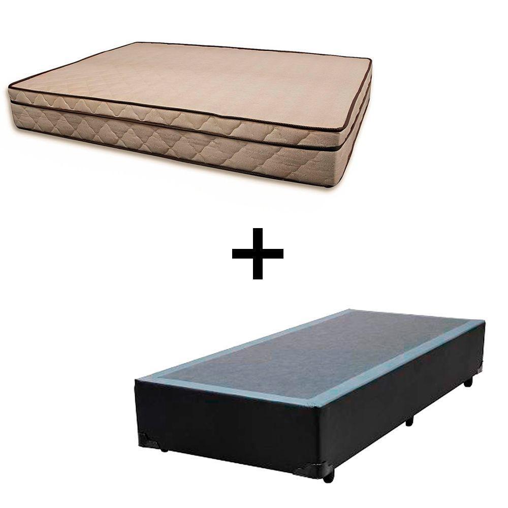 Cama Box Solteiro 88 Tecido Sintético Preto Com Colchão Polônia Bello Box - D28 65x88x188 - 1