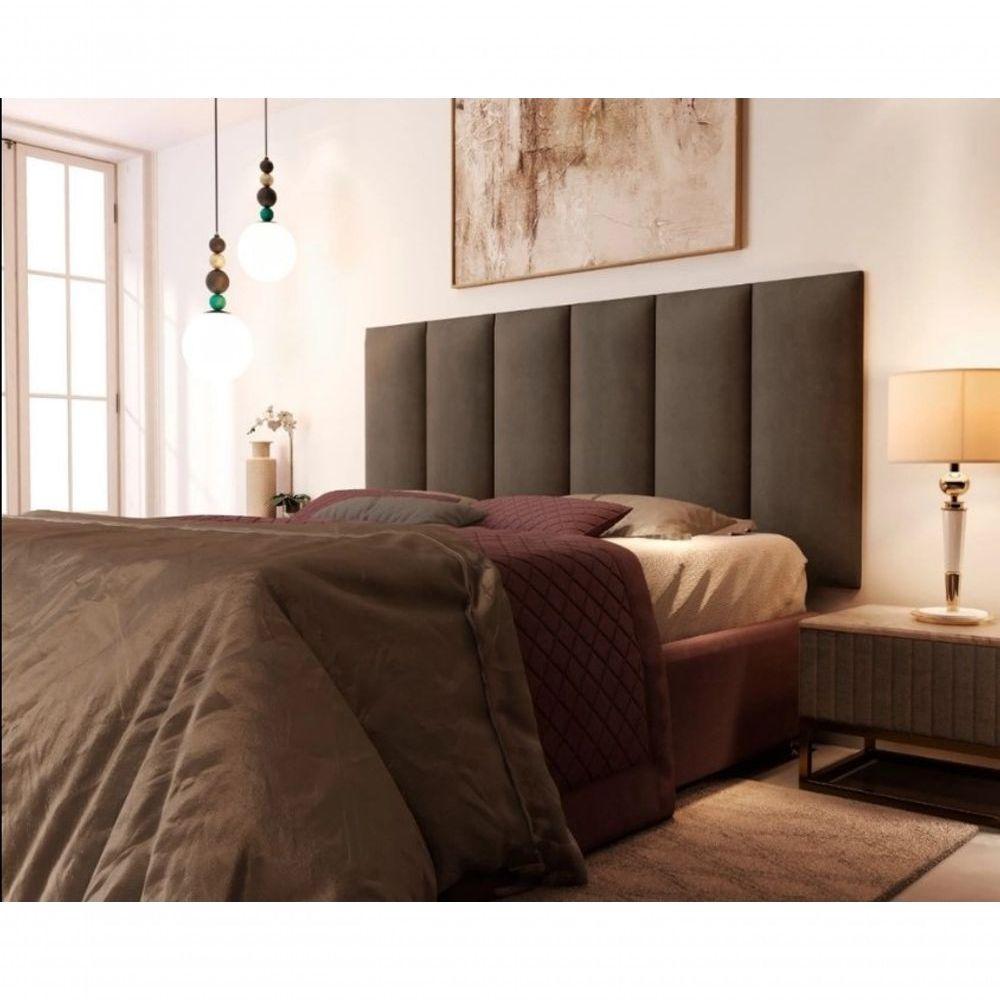 Cabeceira Queen 158 - Bello Box - Milão Suede Marrom - 1