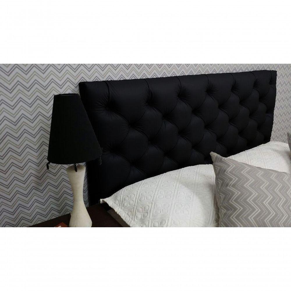 Cabeceira Solteiro 88 - Bello Box - Estilo Capitonê Tecido Sintético Preto Sem Strass - 1