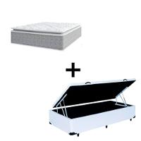Cama Box Baú Solteiro 88 Sintético Branco Com Colchão Nazar Viscoeslástico D33 Cinza - 1
