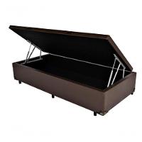 Cama Box Com Baú Solteiro 88x188 Marrom Sintético - 3