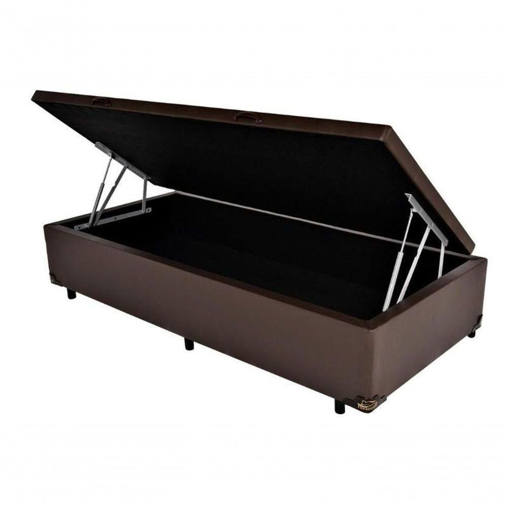 Cama Box Com Baú Solteiro Marrom Sintético 88x188 - 3
