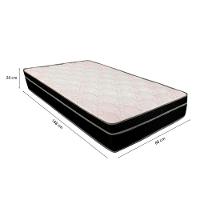 Cama Box Solteiro 88 Suede Bege Com Colchão Paris - Molas Ensacadas Preto 66x88x188 - 2