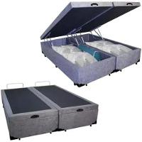 Cama Box Baú Casal Bipartido Suede Cinza 138x188 - 1