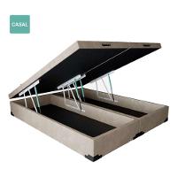 Cama Box Baú Casal Bipartido Sintético Bege 138x188 - 3