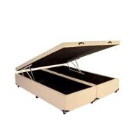 Cama Box Baú Casal Bipartido Sintético Bege 138x188