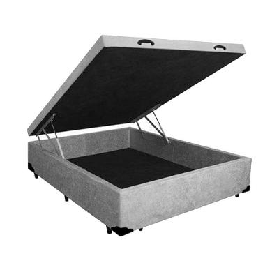 Cama Box Baú Casal 138x188 Rr Colchões Cinza Suede