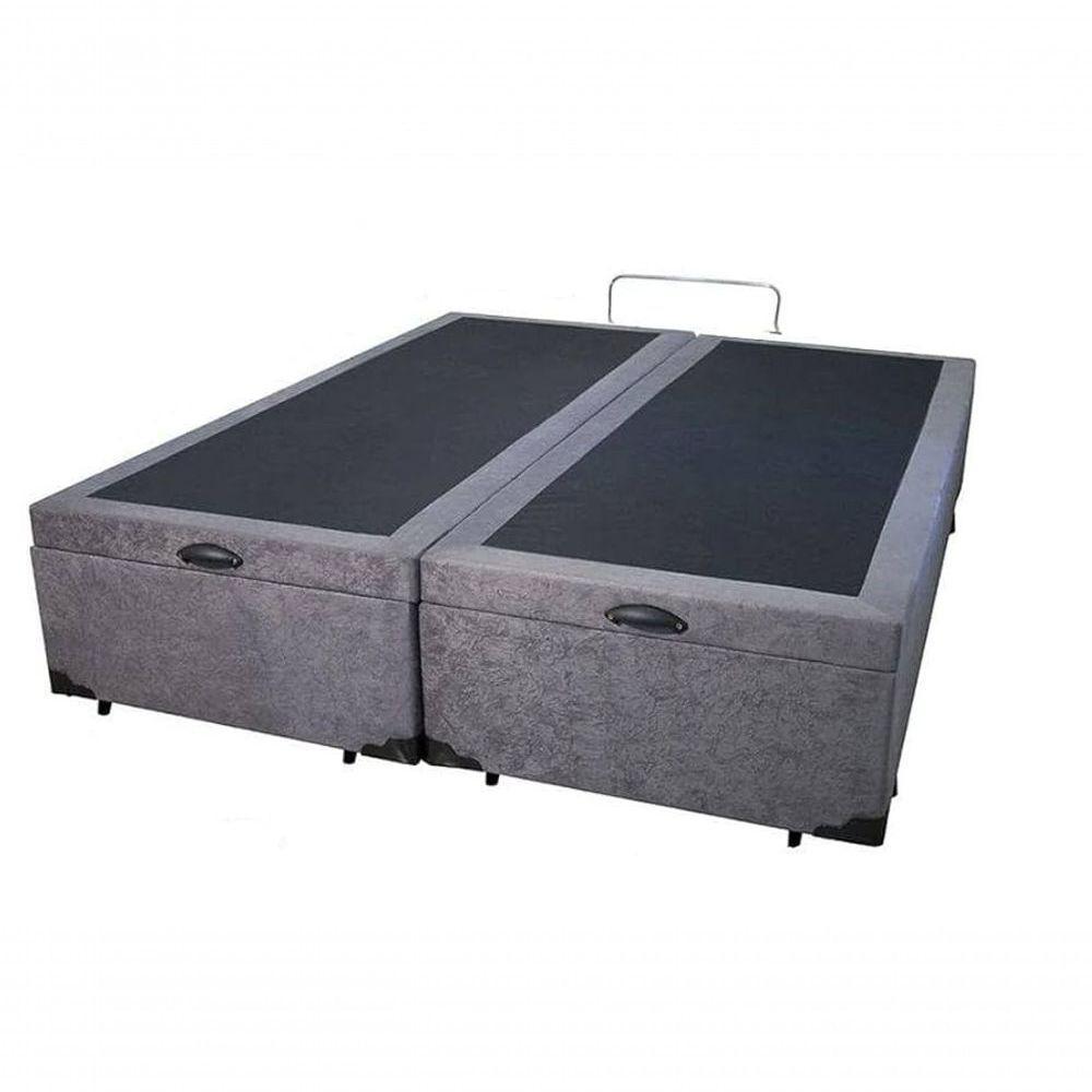 Base Box Baú Queen Bipartido Suede Cinza 42x158x198 - 2