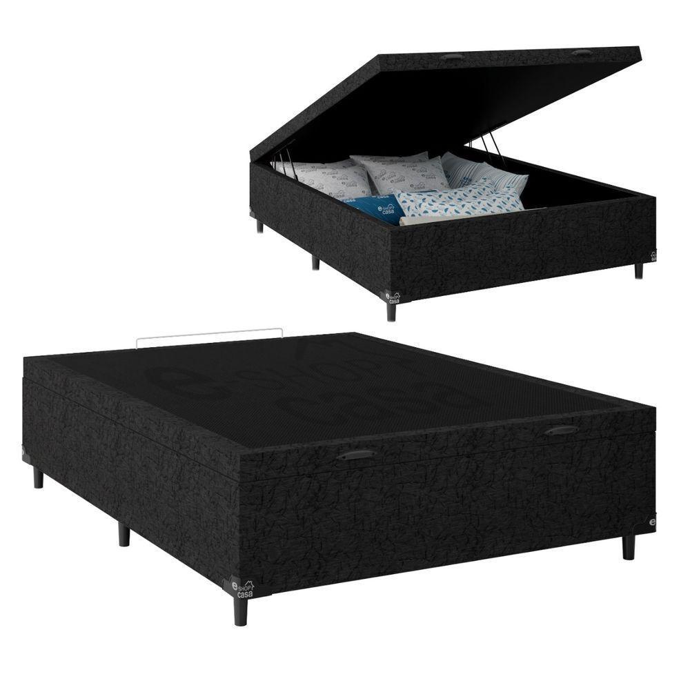 Cama Box Baú Casal 138x188 Suede Preto - 2