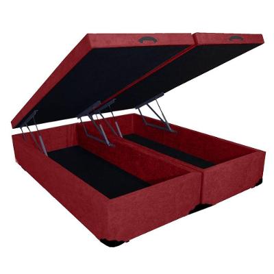 Base Box Baú Casal Bipartido 138x188 Suede Vermelho