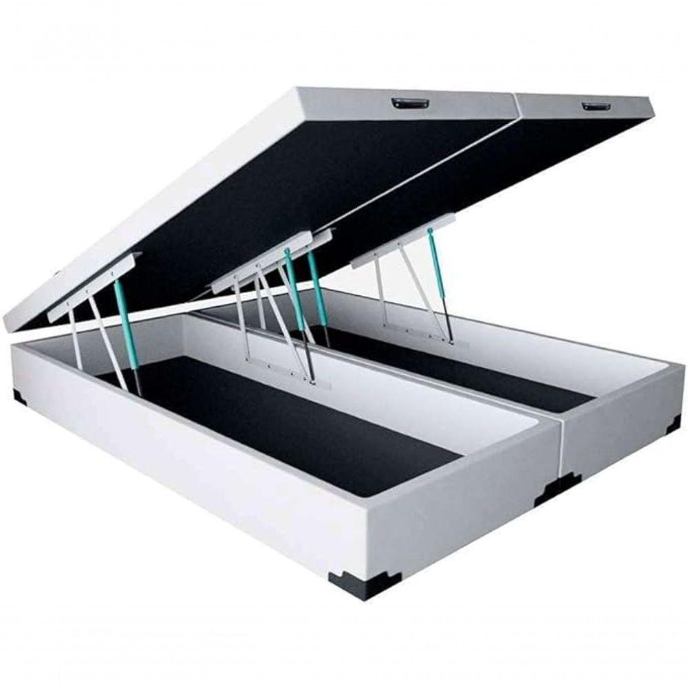 Cama Box Baú Queen Bipartido Suede Branco 42x158x198 - 1