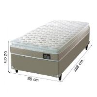 Cama Box Solteiro Colchão D45 Com Pillow Top Hellen Strong 88x188x62cm Bege - Suporta Até 150kg Por Bege - 3