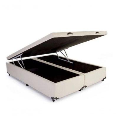 Cama Box Baú King Bipartido Sintético Bege 42x193x203