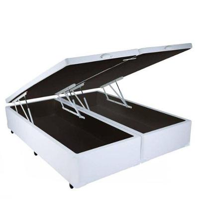 Cama Box Baú King Bipartido Sintético Branco 42x193x203