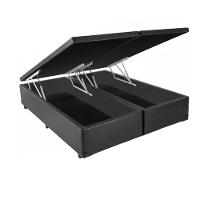 Base Box Baú King Bipartido Sintético Cinza 42x193x203 - 2