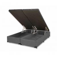 Base Box Baú King Bipartido Suede Cinza 42x193x203 - 1