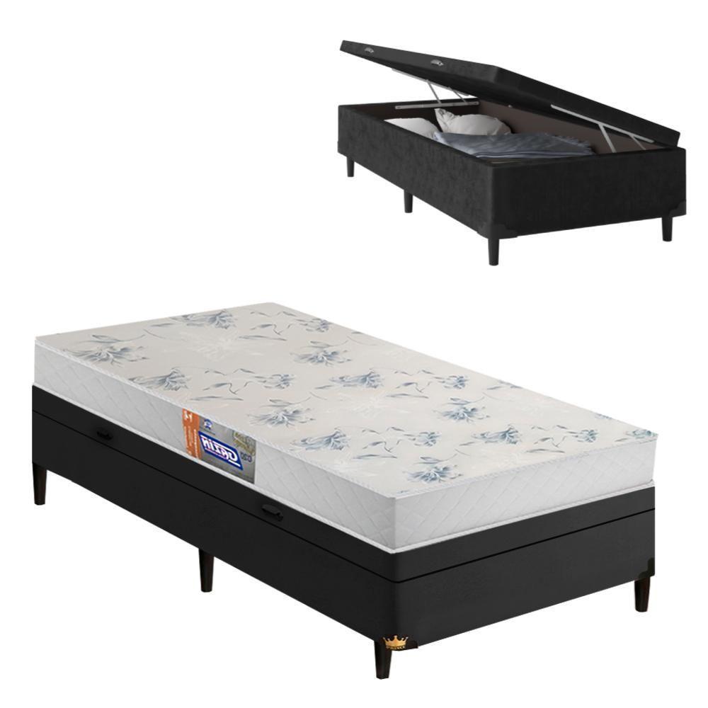 Cama Box Solteiro Baú Colchão Espuma D20 Supreme 88x188x53cm Preto - 1
