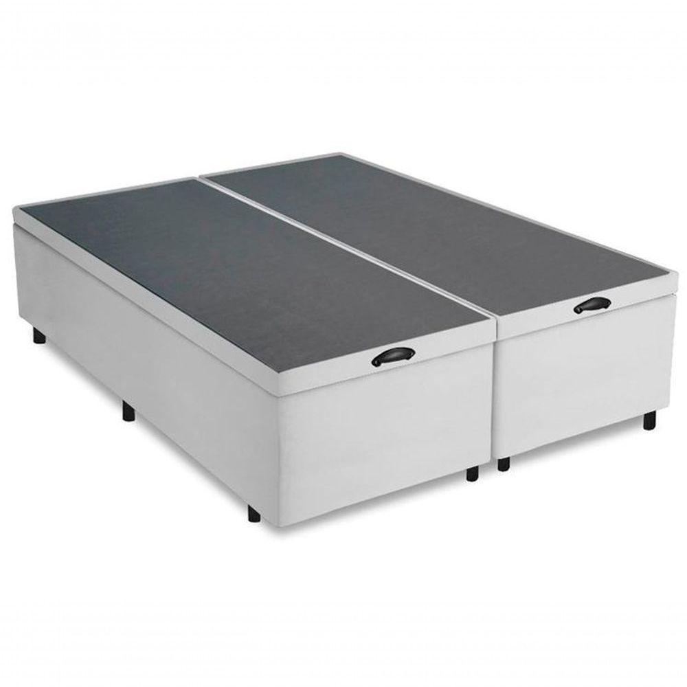 Base Box Baú King Bipartido Suede Branco 42x193x203 - 3