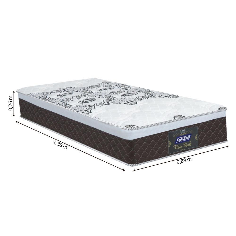 Cama Box Solteiro Baú Colchão Molas Ensacadas com Euro IN New York Marrom-Branco 88x188x67cm - 3