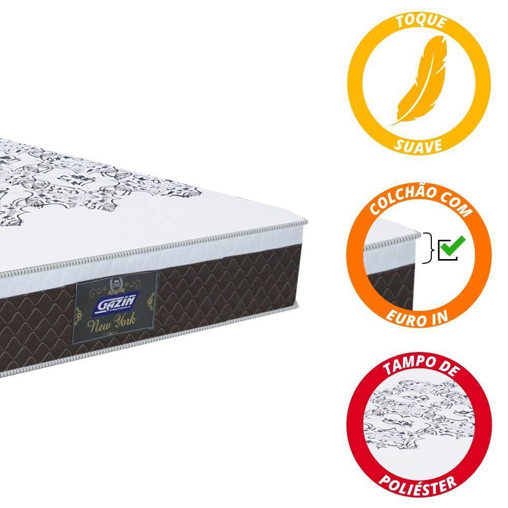 Cama Box Solteiro Baú Colchão Molas Ensacadas com Euro IN New York Marrom-Branco 88x188x67cm - 7