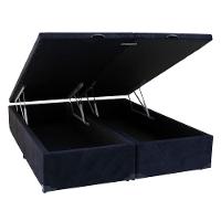 Base Box Baú King Bipartido Suede Preto 42x193x203 - 3