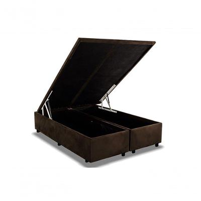 Base Box Baú King Bipartido Suede Marrom 42x193x203