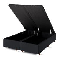 Base Box Baú King Bipartido Suede Preto 42x193x203 - 3