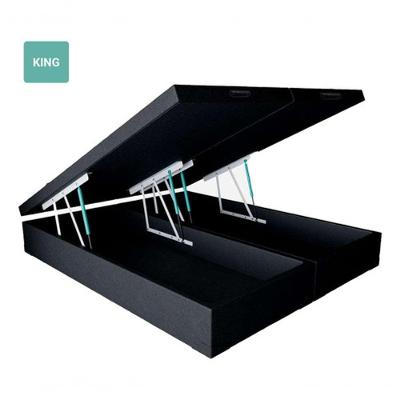 Cama Box Baú King Bipartido Sintético Preto 42x193x203