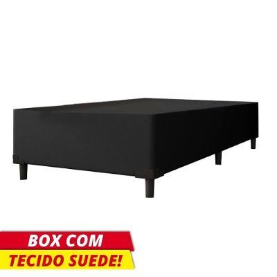 Cama Box Solteiro 0,88m E 38cm De Altura Suede Prince Preto Preto