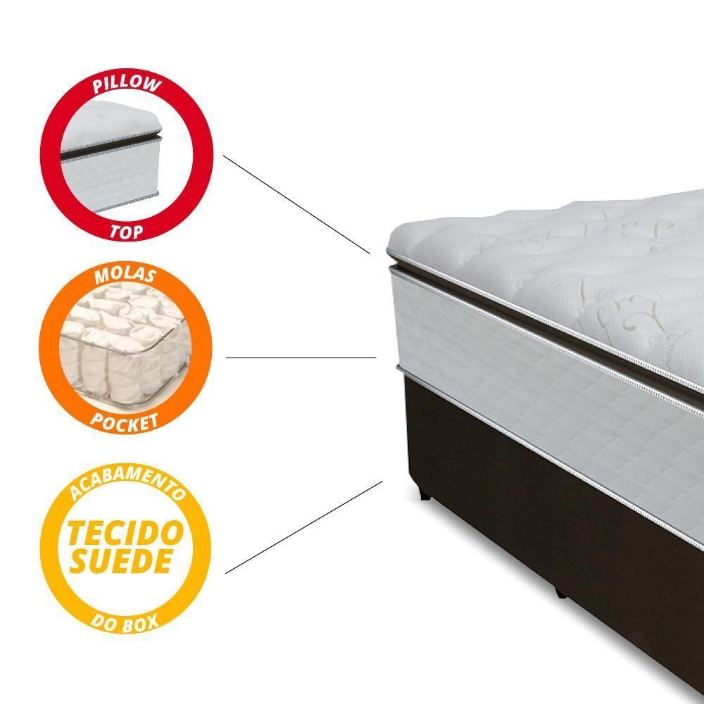 Cama Box Queen Colchão De Molas Ensacadas Tower Gazin 158x198x72cm Branco / Marrom Branco / Marrom - 8