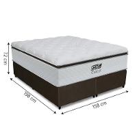 Cama Box Queen Colchão De Molas Ensacadas Tower Gazin 158x198x72cm Branco / Marrom Branco / Marrom - 3
