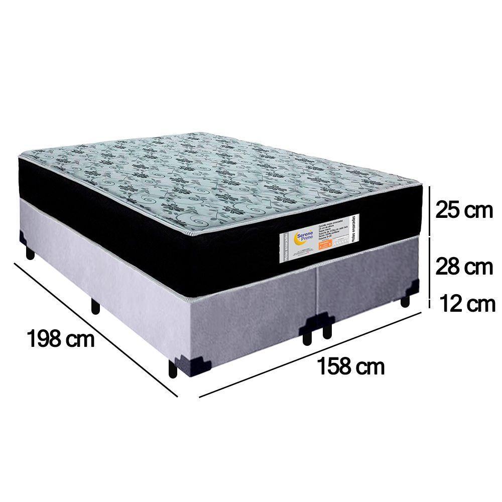 Cama Box Queen Bipartido Suede + Colchão Molas Ensacadas Sereneprime Sonnolux 158x198x65 Cinza - 4