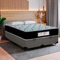 Cama Box Baú Queen Bipartido Sintético + Colchão Molas Ensacadas Sereneprime Sonnolux 158x198x69 Cinza - 2