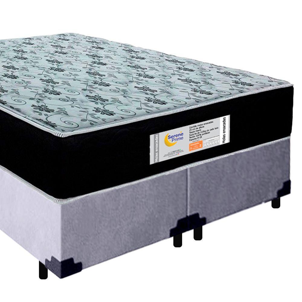 Cama Box Queen Bipartido Suede + Colchão Molas Ensacadas Sereneprime Sonnolux 158x198x65 Cinza - 8