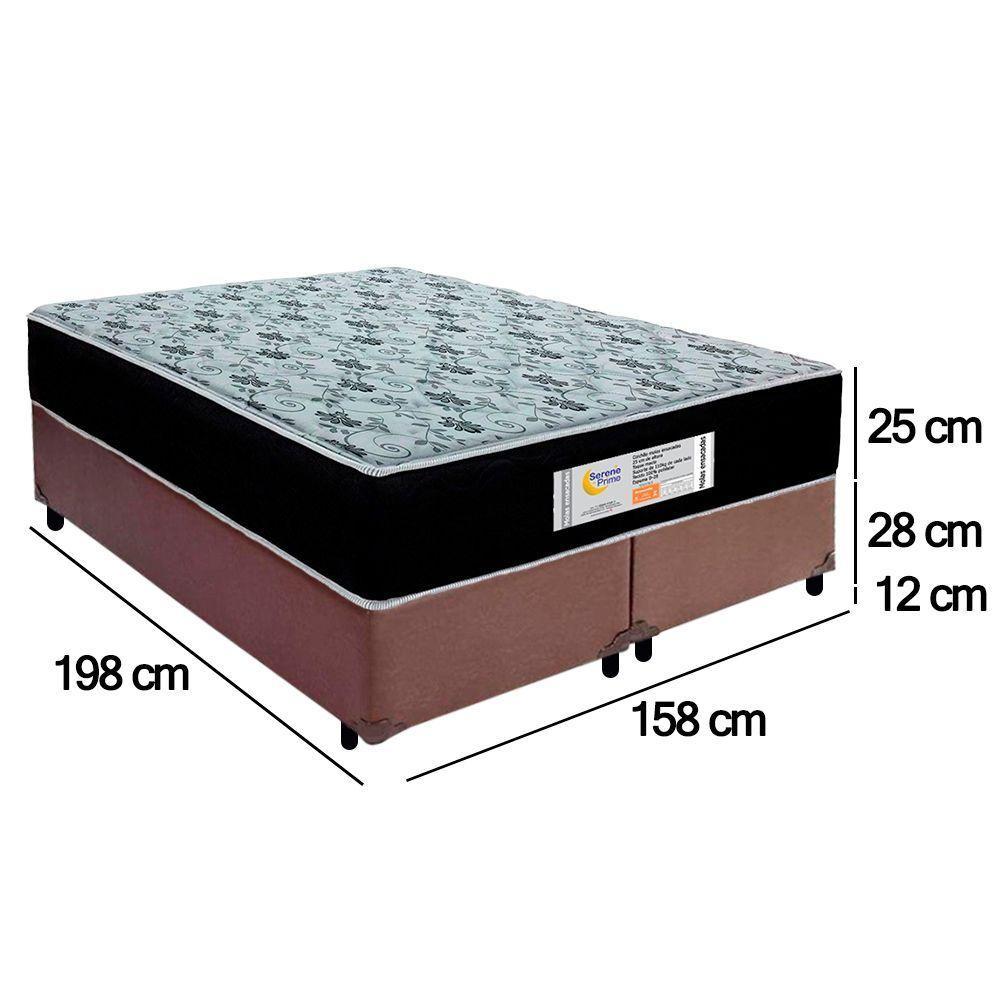 Cama Box Queen Bipartido Sintético + Colchão Molas Ensacadas Sereneprime Sonnolux 158x198x65 Marrom - 4