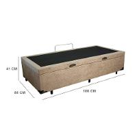 Cama Box Baú Solteiro 88 Suede Bege Com Colchão Paris De Molas Ensacadas Preto 67x88x188 - 3